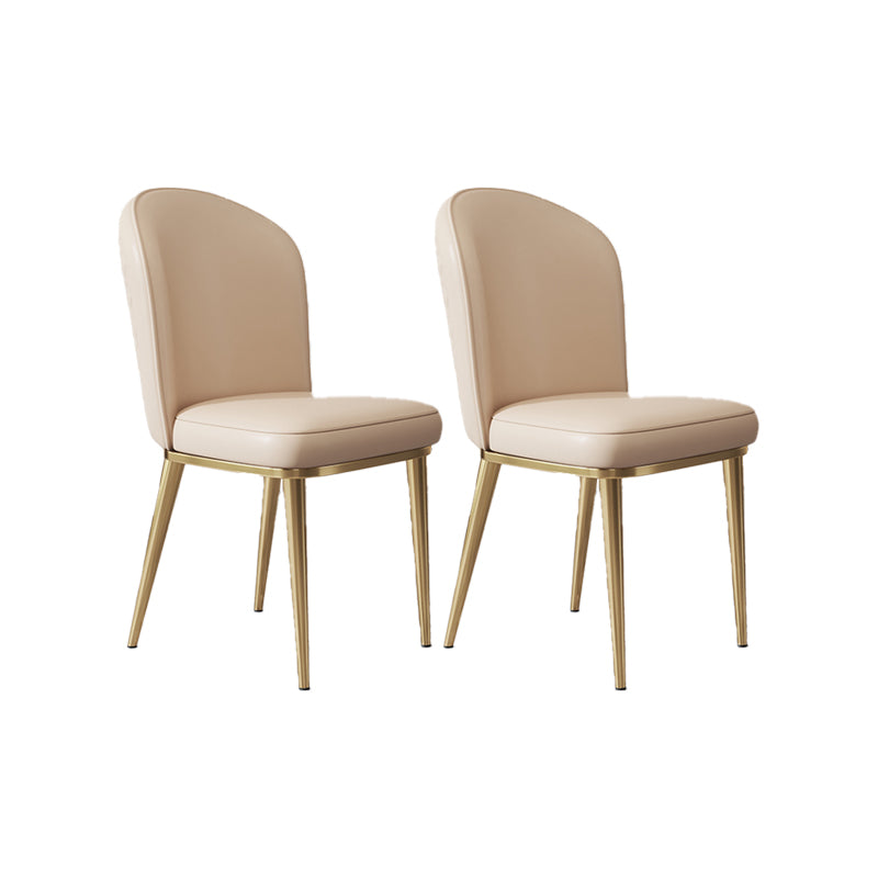 Glam Style Side Chair Leather Gold Frame Dining Chair for Home