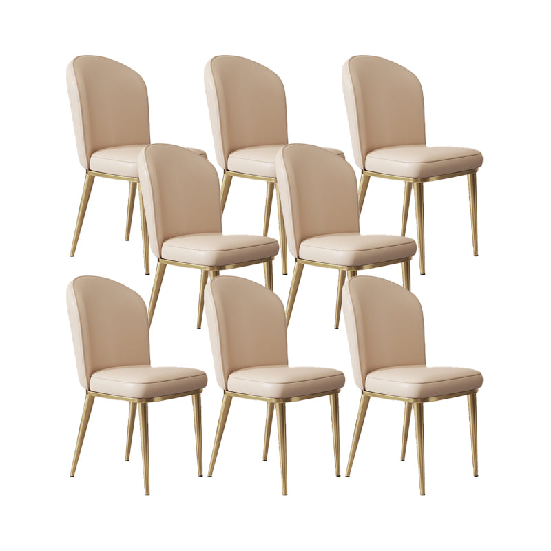 Glam Style Side Chair Leather Gold Frame Dining Chair for Home