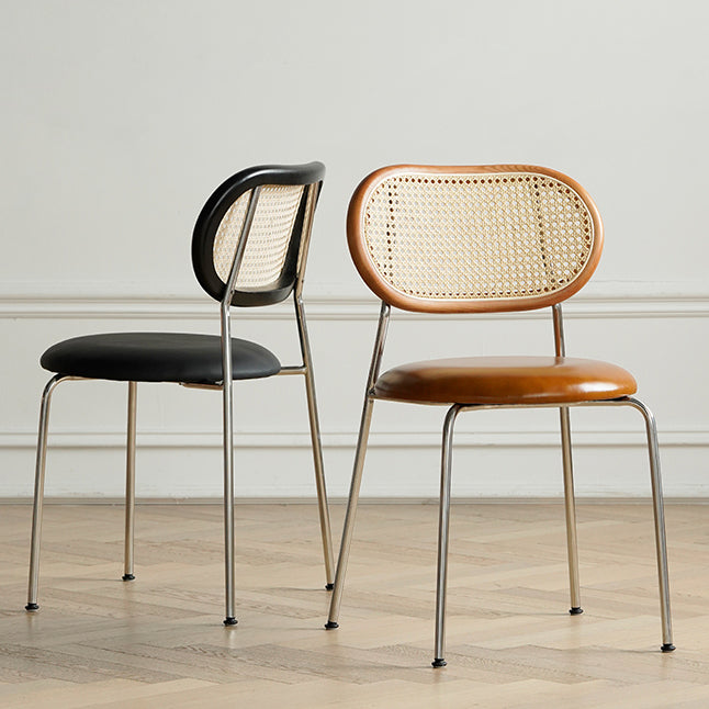 Industrial Dining Chair Leather Metal Base Dining Chair for Home