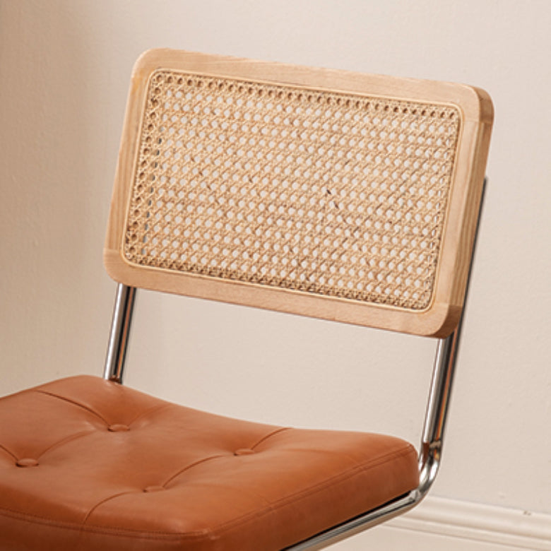 Leather Side Chair Industrial Metal Base Dining Chair for Home Use