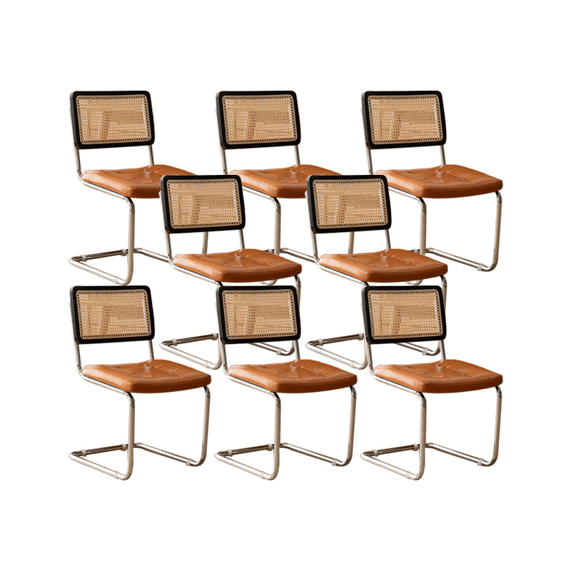 Leather Side Chair Industrial Metal Base Dining Chair for Home Use