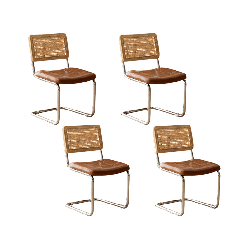 Leather Side Chair Industrial Metal Base Dining Chair for Home Use