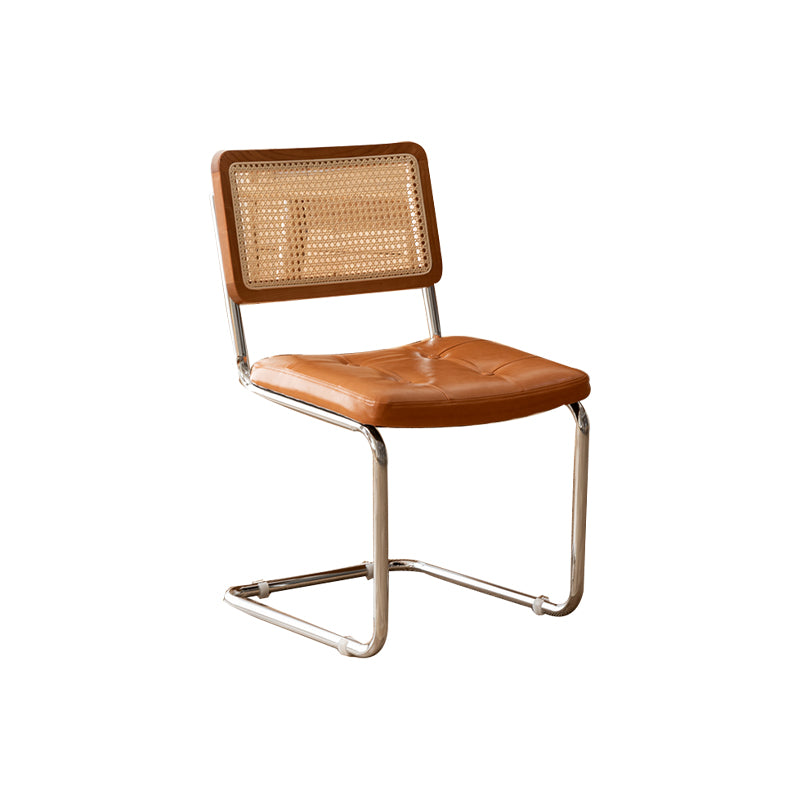 Leather Side Chair Industrial Metal Base Dining Chair for Home Use