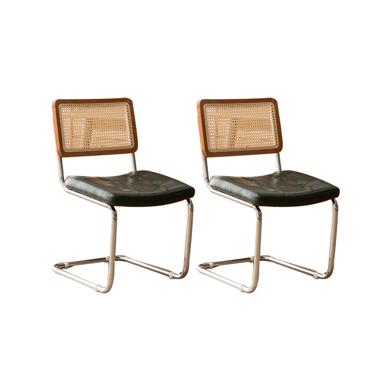 Leather Side Chair Industrial Metal Base Dining Chair for Home Use