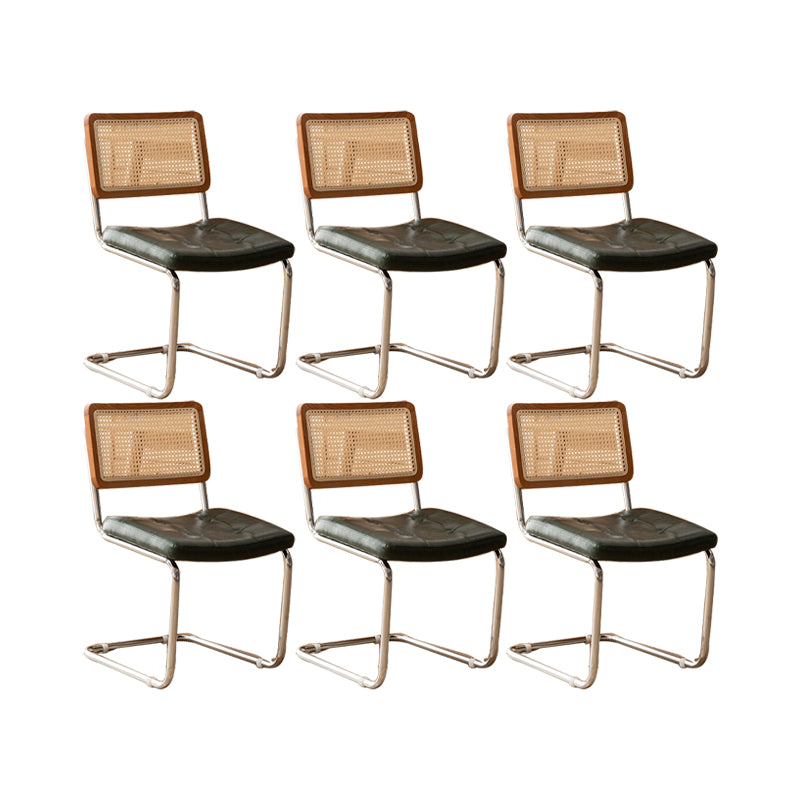 Leather Side Chair Industrial Metal Base Dining Chair for Home Use
