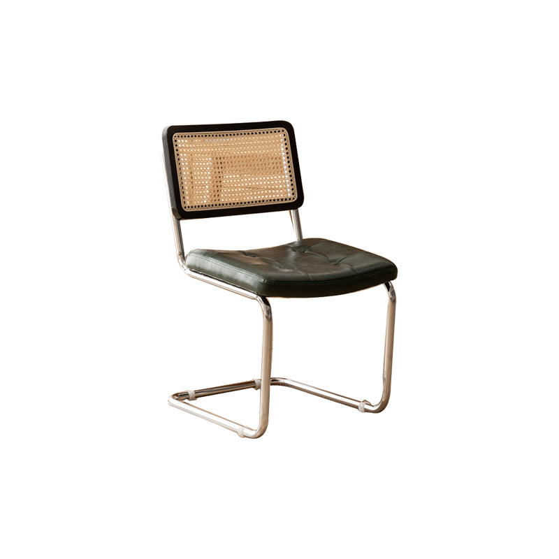Leather Side Chair Industrial Metal Base Dining Chair for Home Use