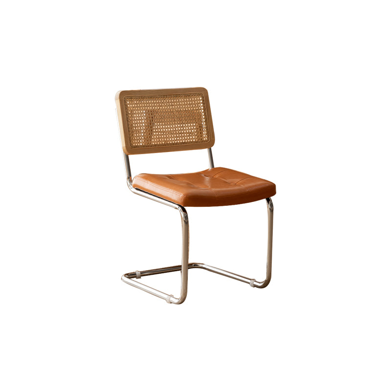 Leather Side Chair Industrial Metal Base Dining Chair for Home Use