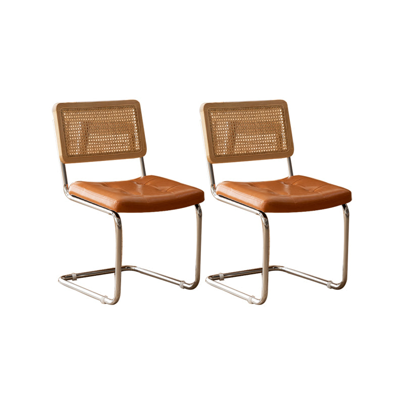 Leather Side Chair Industrial Metal Base Dining Chair for Home Use