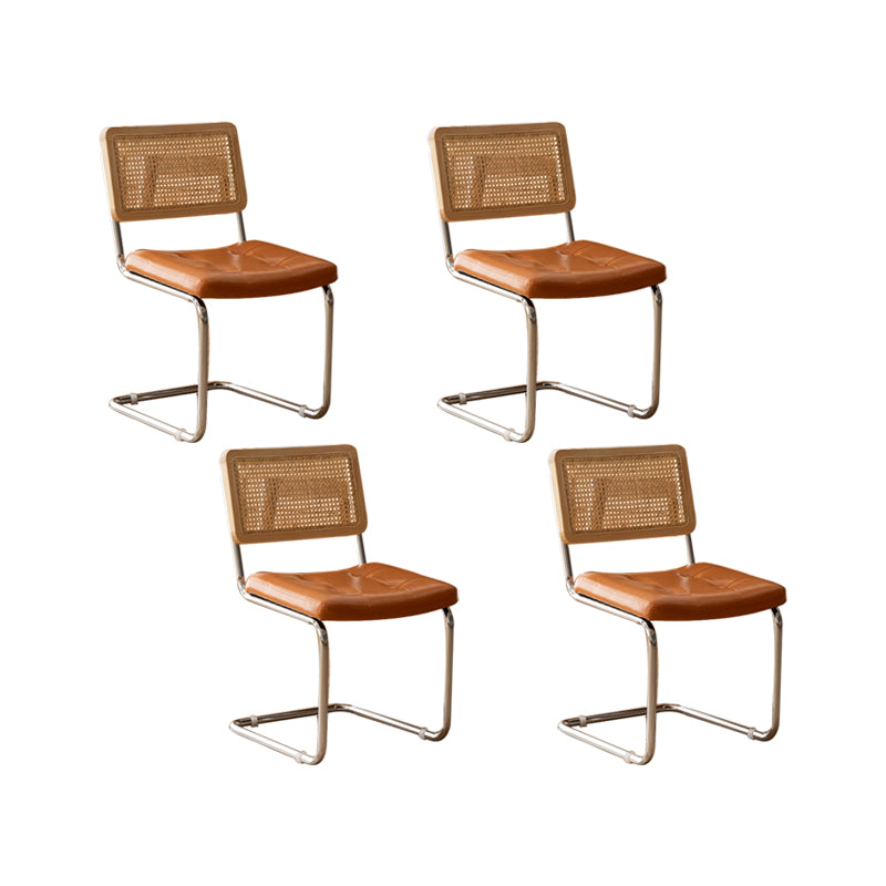 Leather Side Chair Industrial Metal Base Dining Chair for Home Use