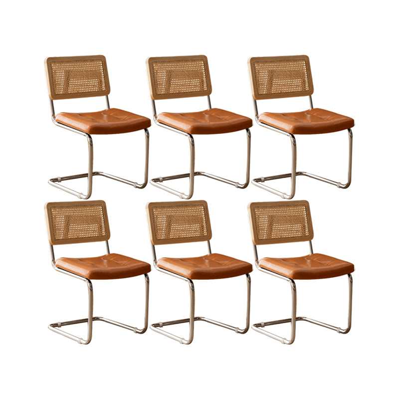 Leather Side Chair Industrial Metal Base Dining Chair for Home Use