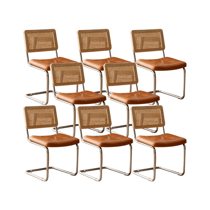 Leather Side Chair Industrial Metal Base Dining Chair for Home Use
