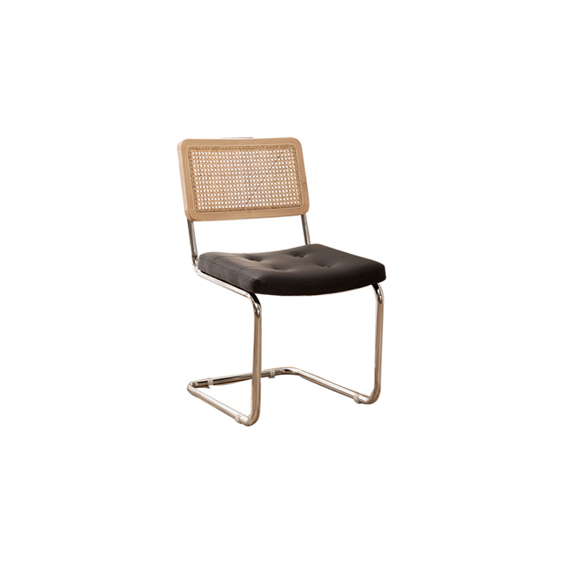 Leather Side Chair Industrial Metal Base Dining Chair for Home Use