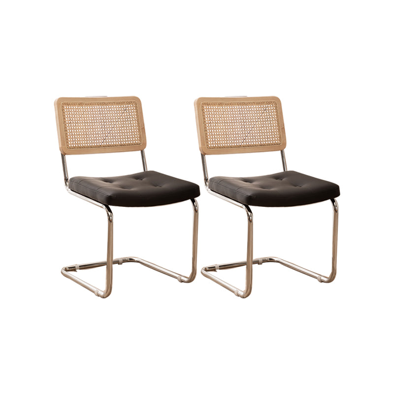 Leather Side Chair Industrial Metal Base Dining Chair for Home Use