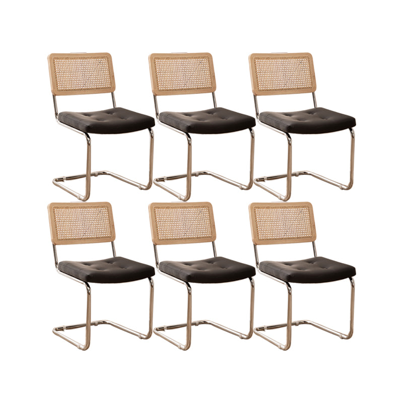 Leather Side Chair Industrial Metal Base Dining Chair for Home Use