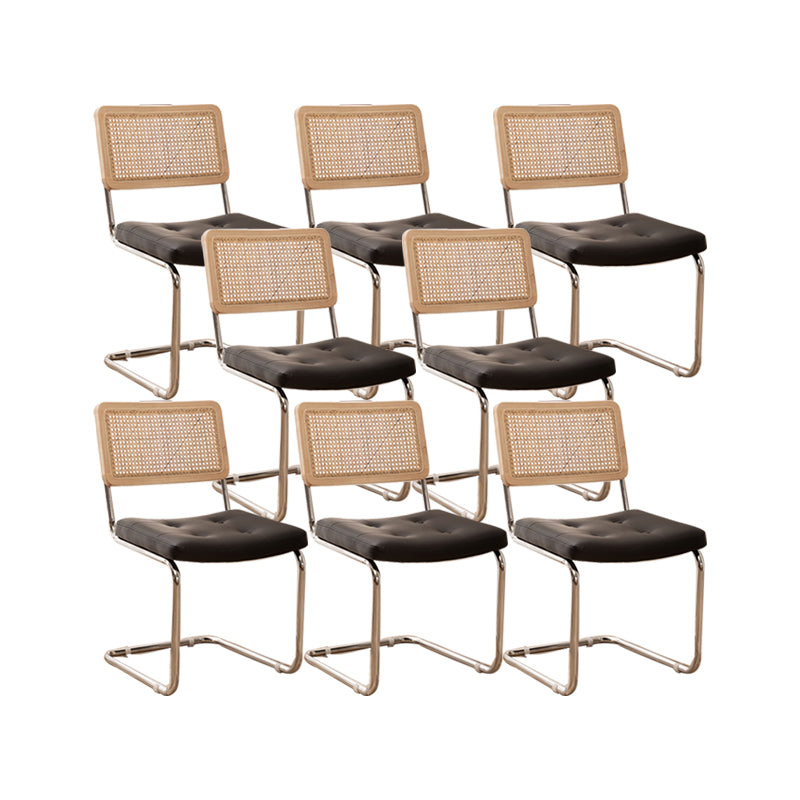 Leather Side Chair Industrial Metal Base Dining Chair for Home Use
