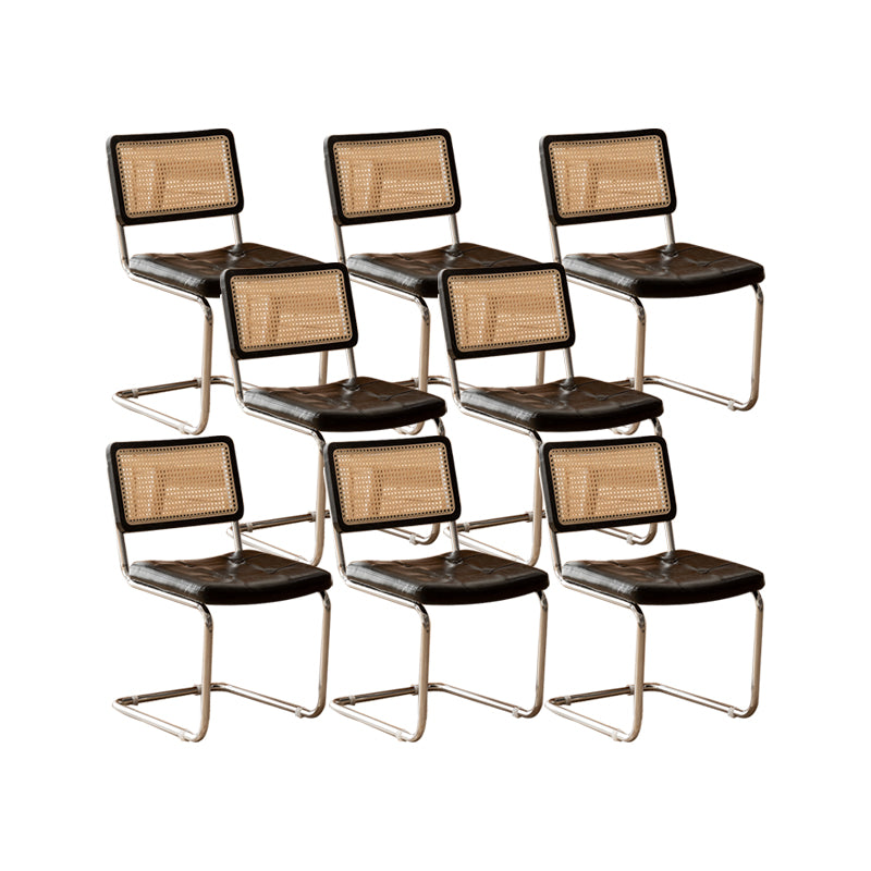 Leather Side Chair Industrial Metal Base Dining Chair for Home Use