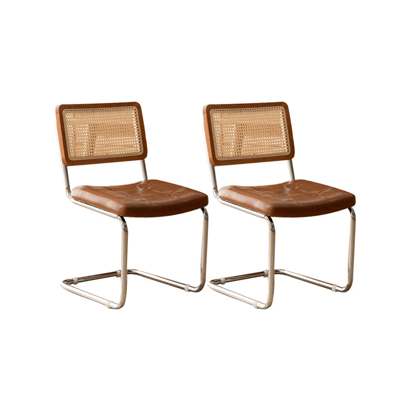 Leather Side Chair Industrial Metal Base Dining Chair for Home Use
