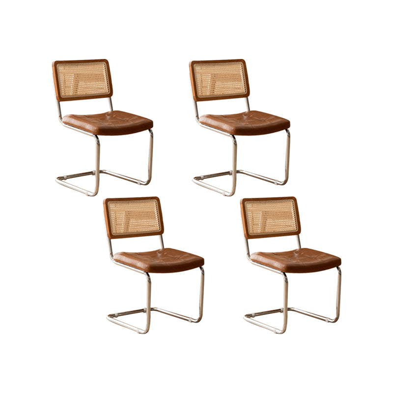 Leather Side Chair Industrial Metal Base Dining Chair for Home Use