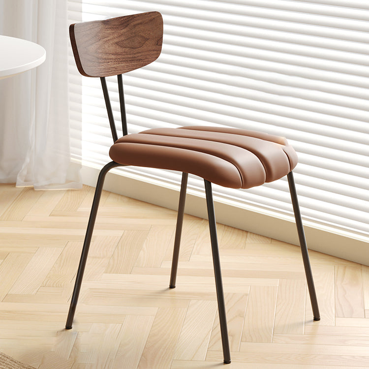 Industrial Style Side Chair Upholstered Dining Chair with Metal Base