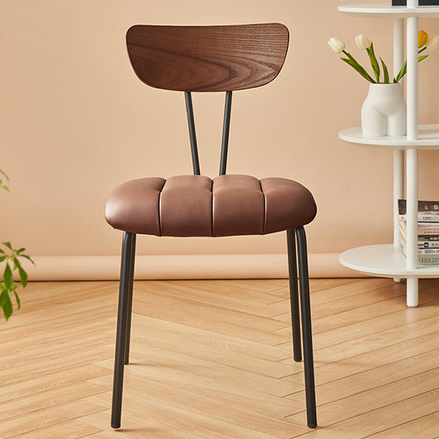 Industrial Style Side Chair Upholstered Dining Chair with Metal Base