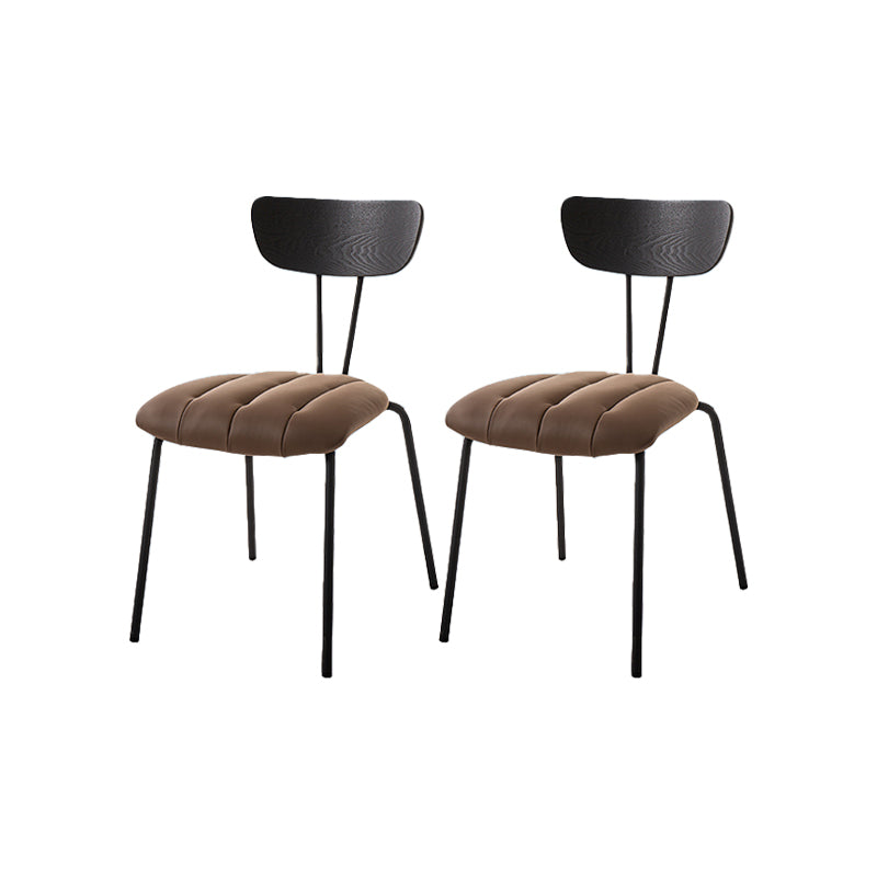 Industrial Style Side Chair Upholstered Dining Chair with Metal Base