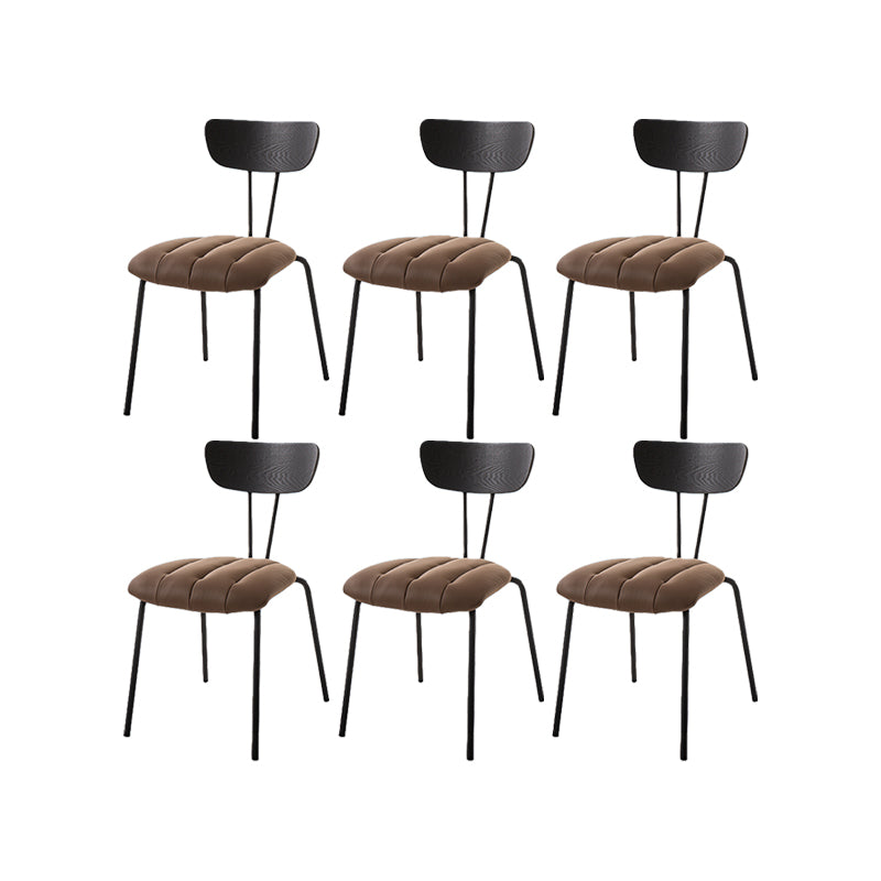 Industrial Style Side Chair Upholstered Dining Chair with Metal Base