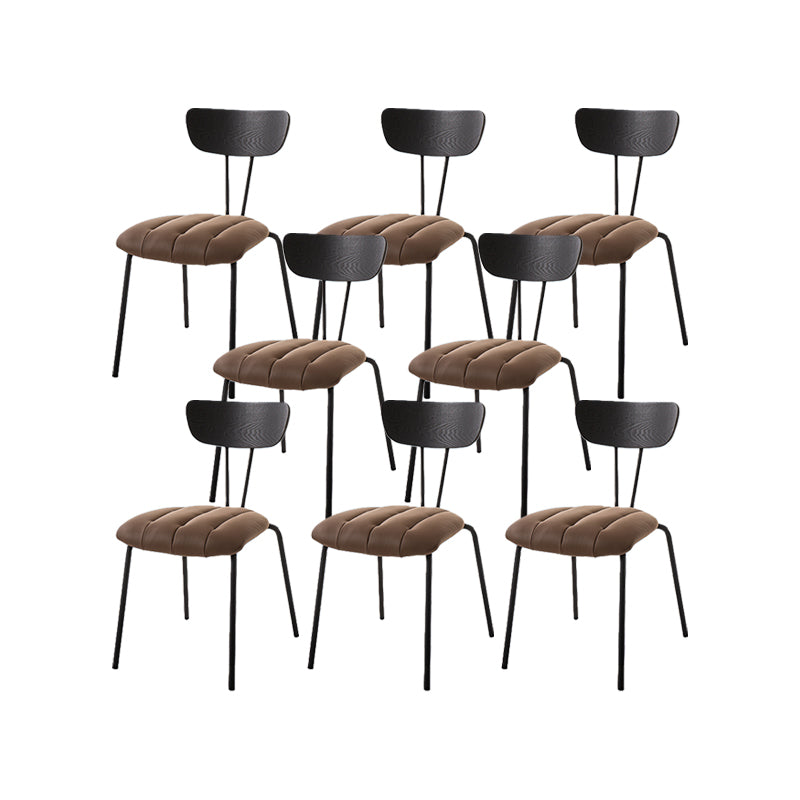Industrial Style Side Chair Upholstered Dining Chair with Metal Base