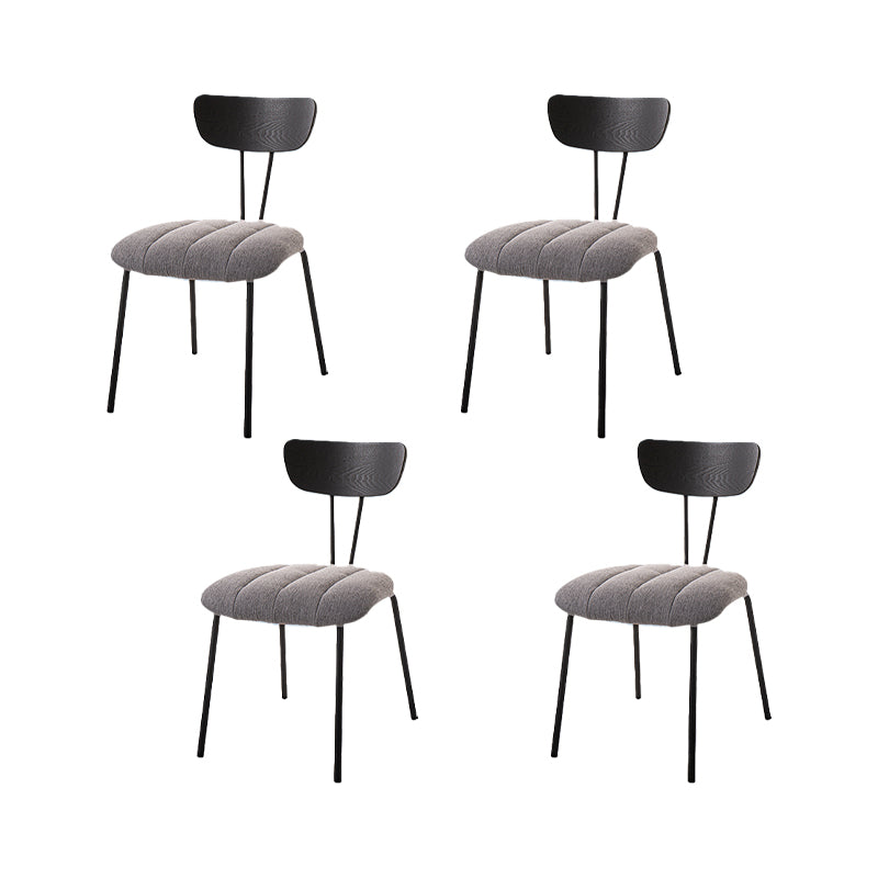 Industrial Style Side Chair Upholstered Dining Chair with Metal Base