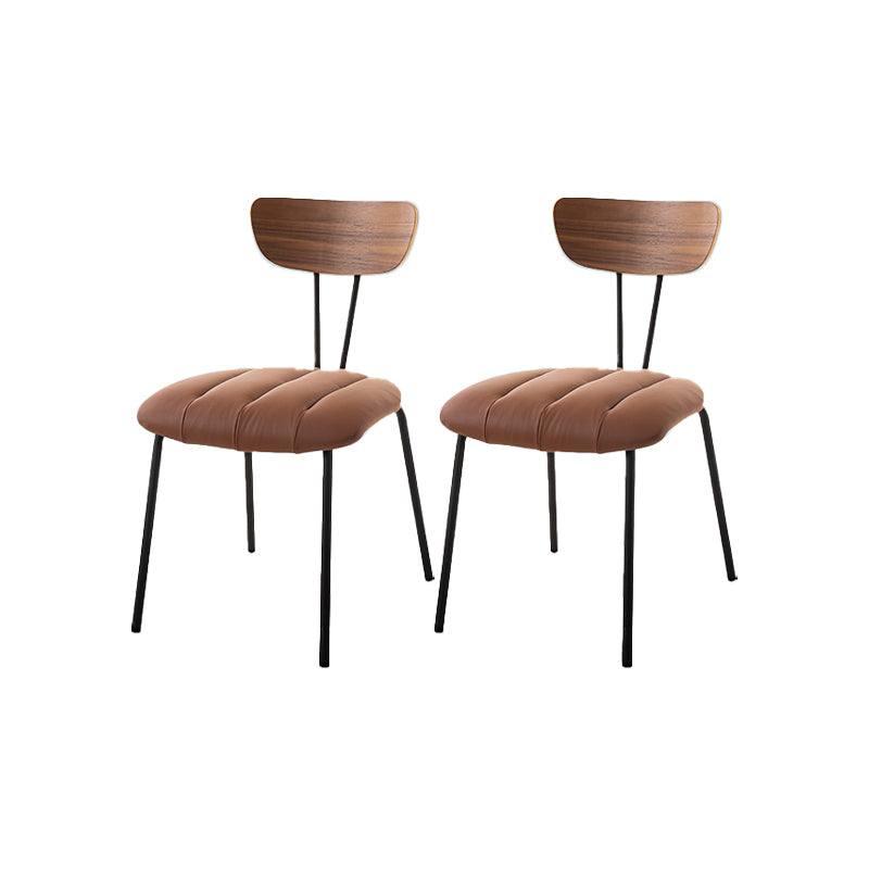 Industrial Style Side Chair Upholstered Dining Chair with Metal Base