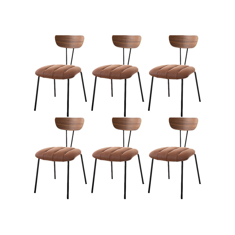 Industrial Style Side Chair Upholstered Dining Chair with Metal Base