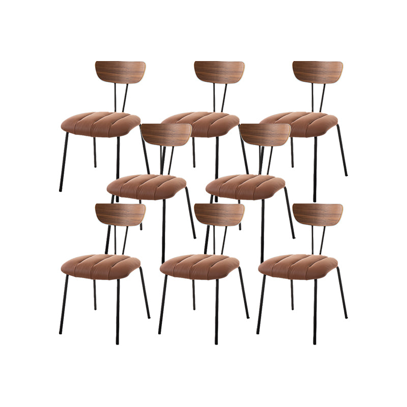 Industrial Style Side Chair Upholstered Dining Chair with Metal Base