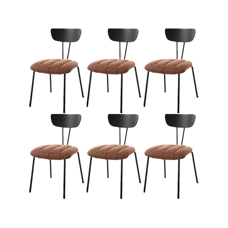 Industrial Style Side Chair Upholstered Dining Chair with Metal Base