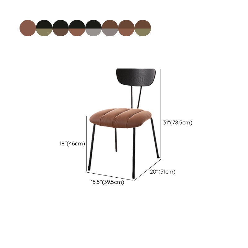 Industrial Style Side Chair Upholstered Dining Chair with Metal Base