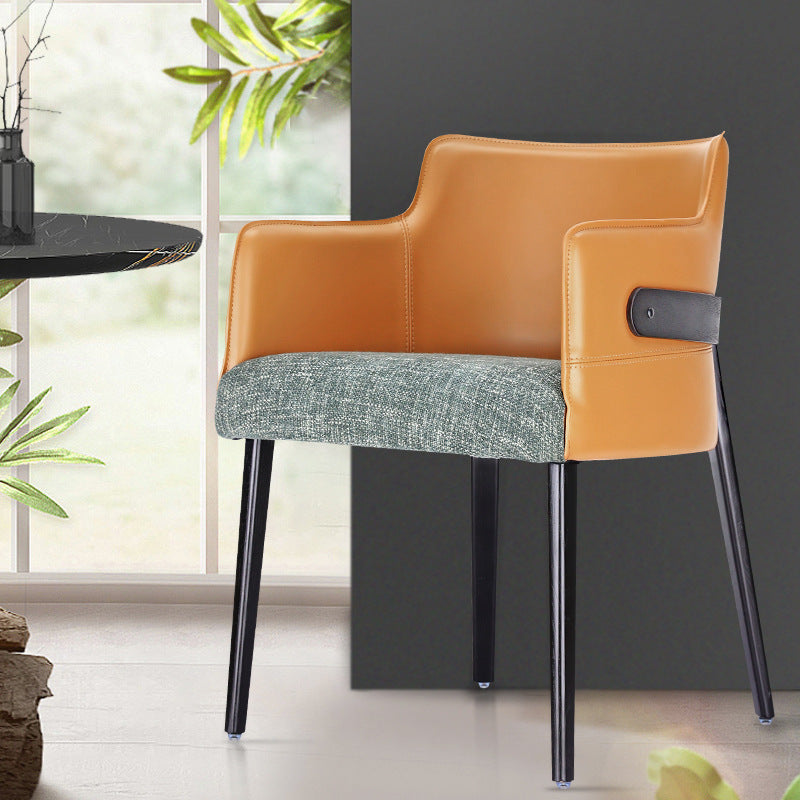 Modern Simple Arm Chair Wooden Base Dining Arm Chair for Living Room