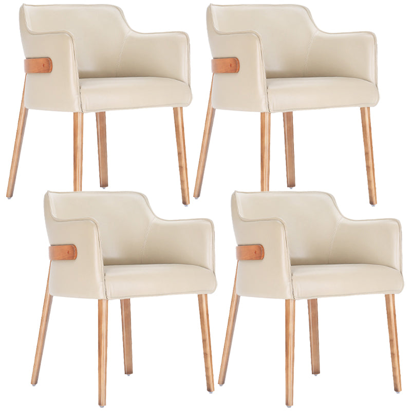 Modern Simple Arm Chair Wooden Base Dining Arm Chair for Living Room