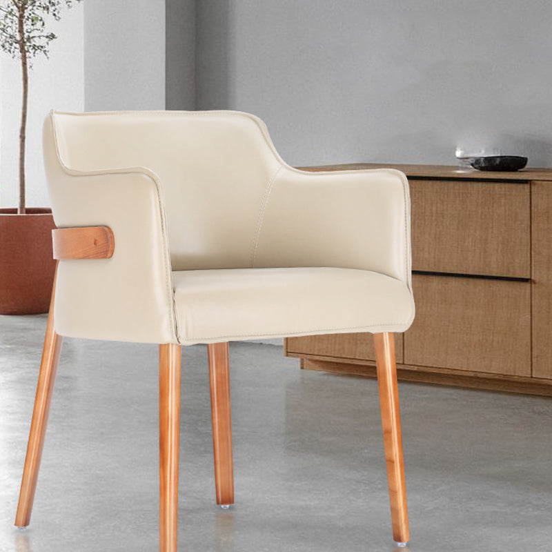 Modern Simple Arm Chair Wooden Base Dining Arm Chair for Living Room