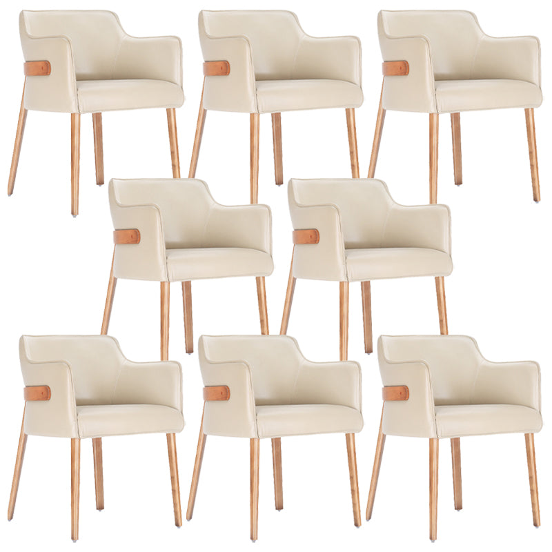 Modern Simple Arm Chair Wooden Base Dining Arm Chair for Living Room