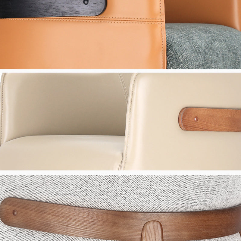 Modern Simple Arm Chair Wooden Base Dining Arm Chair for Living Room