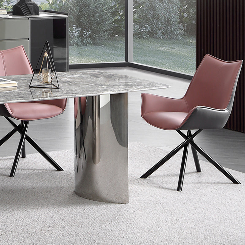 Industrial Style Arm Chair Upholstered Dining Arm Chair for Living Room