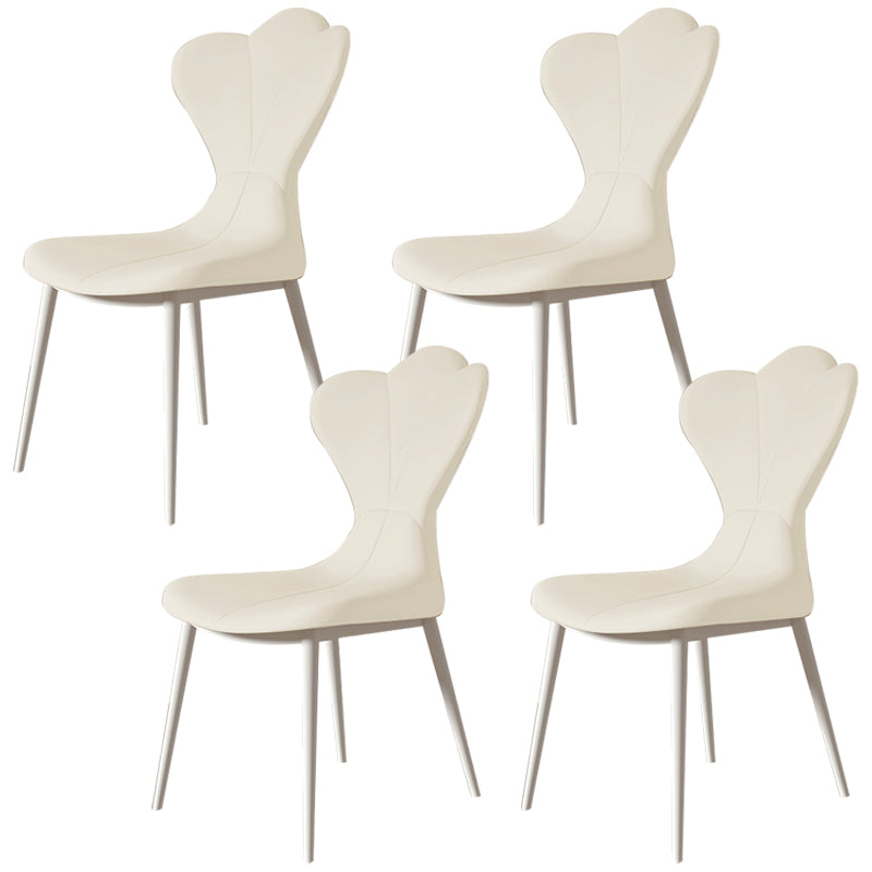 Modern Simple Side Chair Faux Leather Armless Dining Chair with Metal Base