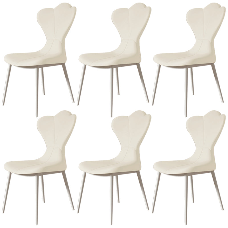 Modern Simple Side Chair Faux Leather Armless Dining Chair with Metal Base
