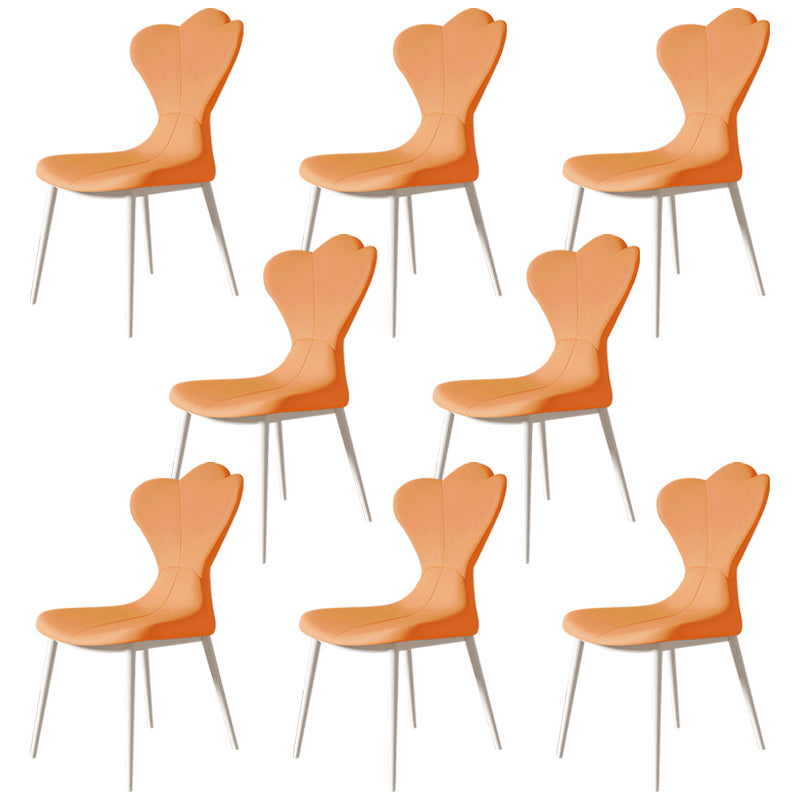 Modern Simple Side Chair Faux Leather Armless Dining Chair with Metal Base