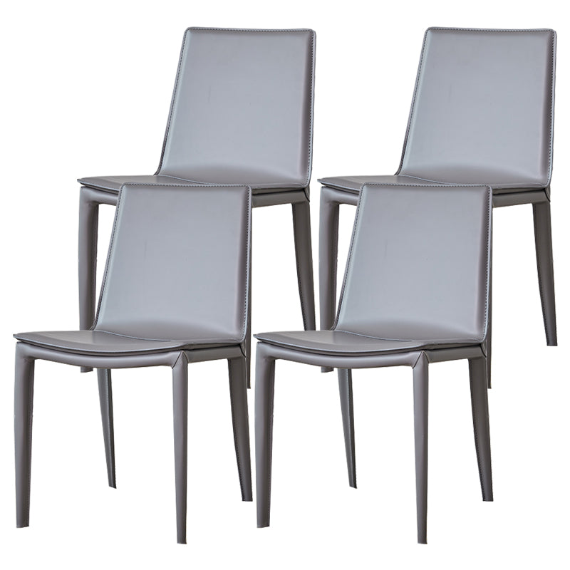 Modern Simple Side Chair Faux Leather Colorful Armless Dining Chair for Home Use