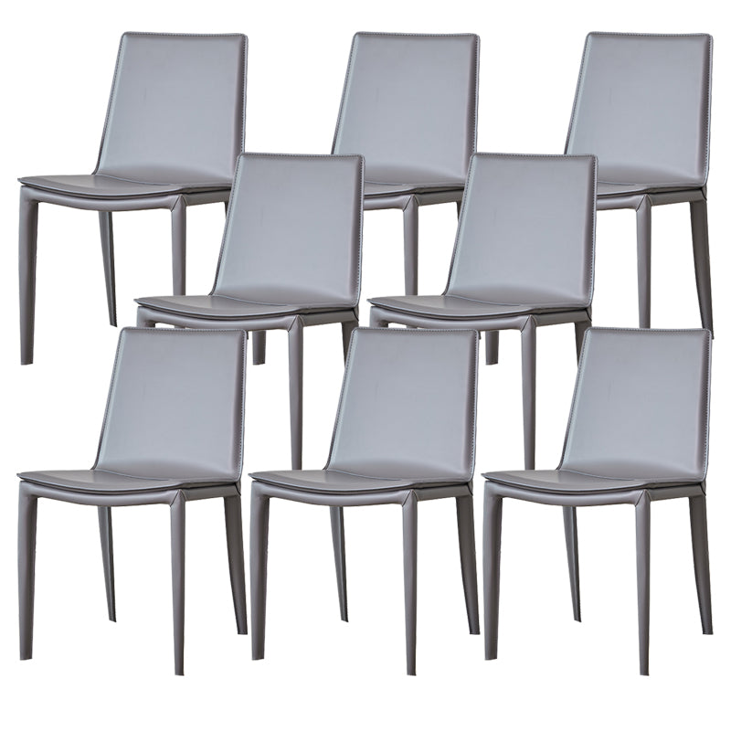 Modern Simple Side Chair Faux Leather Colorful Armless Dining Chair for Home Use