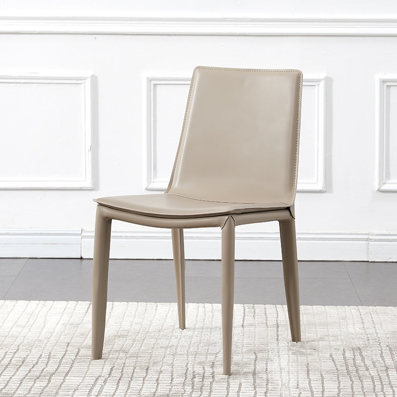 Modern Simple Side Chair Faux Leather Colorful Armless Dining Chair for Home Use
