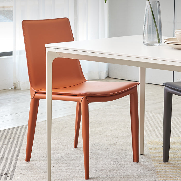 Modern Simple Side Chair Faux Leather Colorful Armless Dining Chair for Home Use