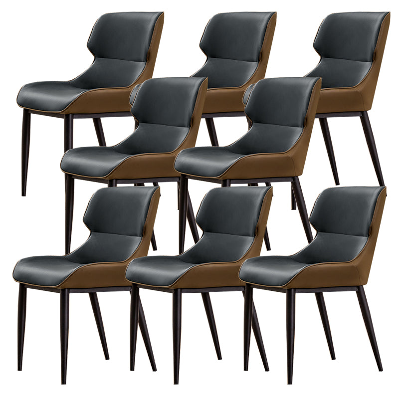 Modern Simple Side Chair Faux Leather Side Dining Chair with Metal Base for Home Use