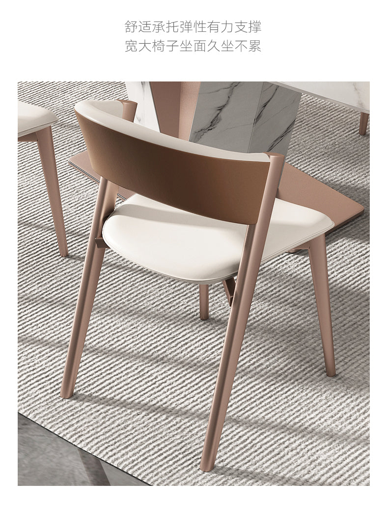 Modern Simple Side Chair Faux Leather Side Dining Chair for Bedroom