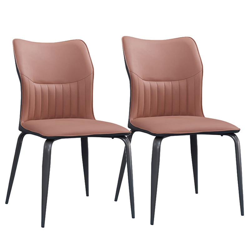 Modern Simple Side Chair Faux Leather Dining Chair with Metal Base for Living Room