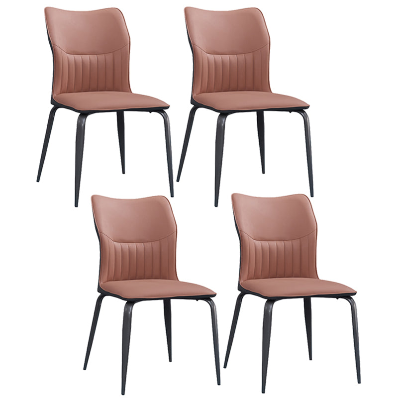 Modern Simple Side Chair Faux Leather Dining Chair with Metal Base for Living Room